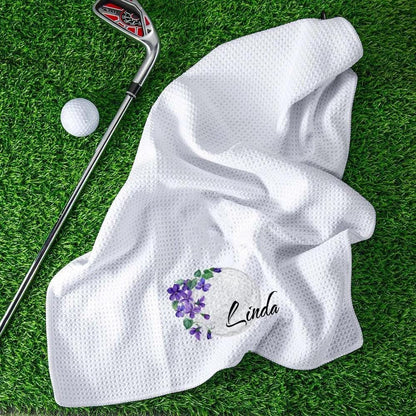 Personalized Birth Flower & Name Golf Towel