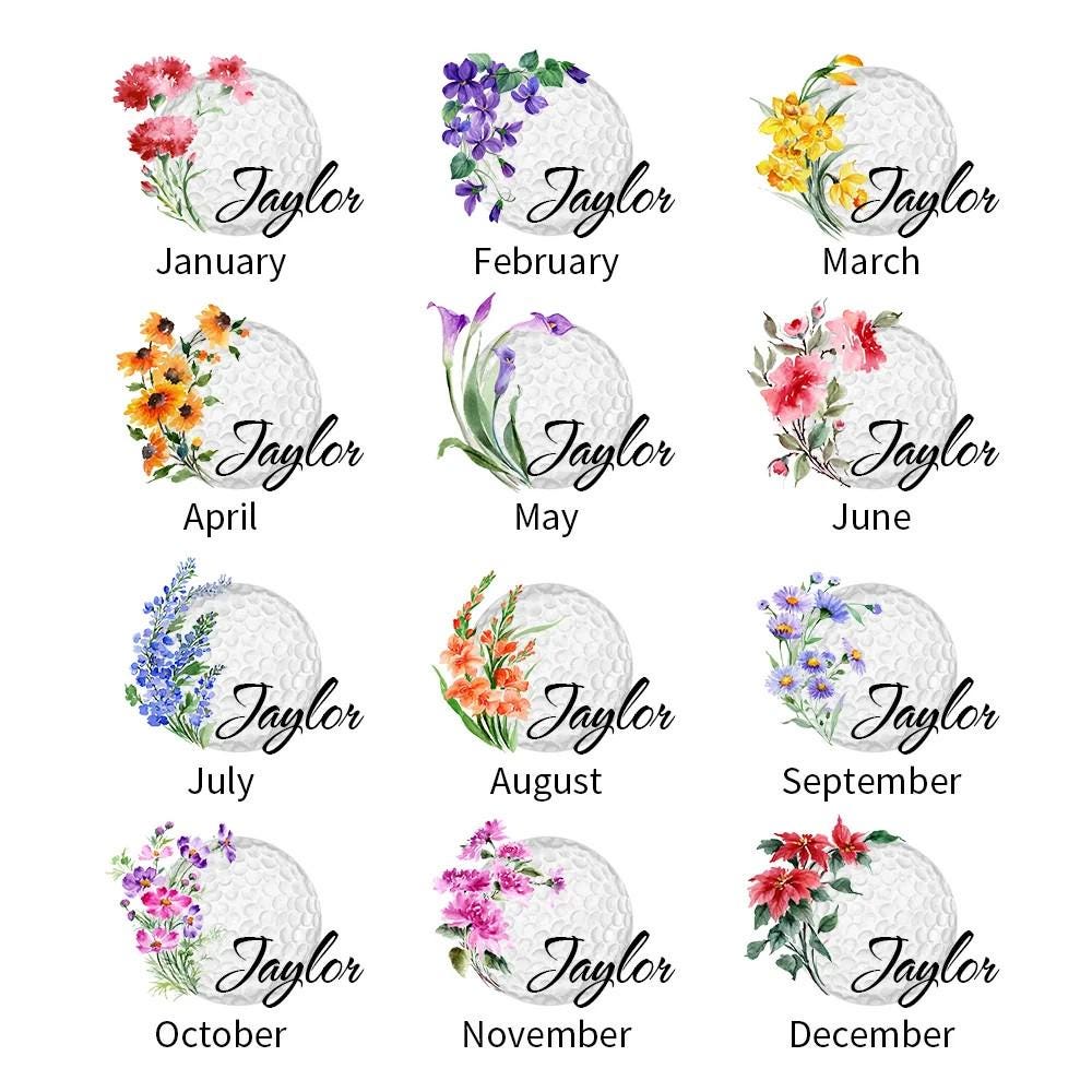 Personalized Birth Flower & Name Golf Cosmetic Bag