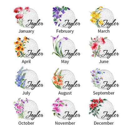 Personalized Birth Flower & Name Golf Cosmetic Bag