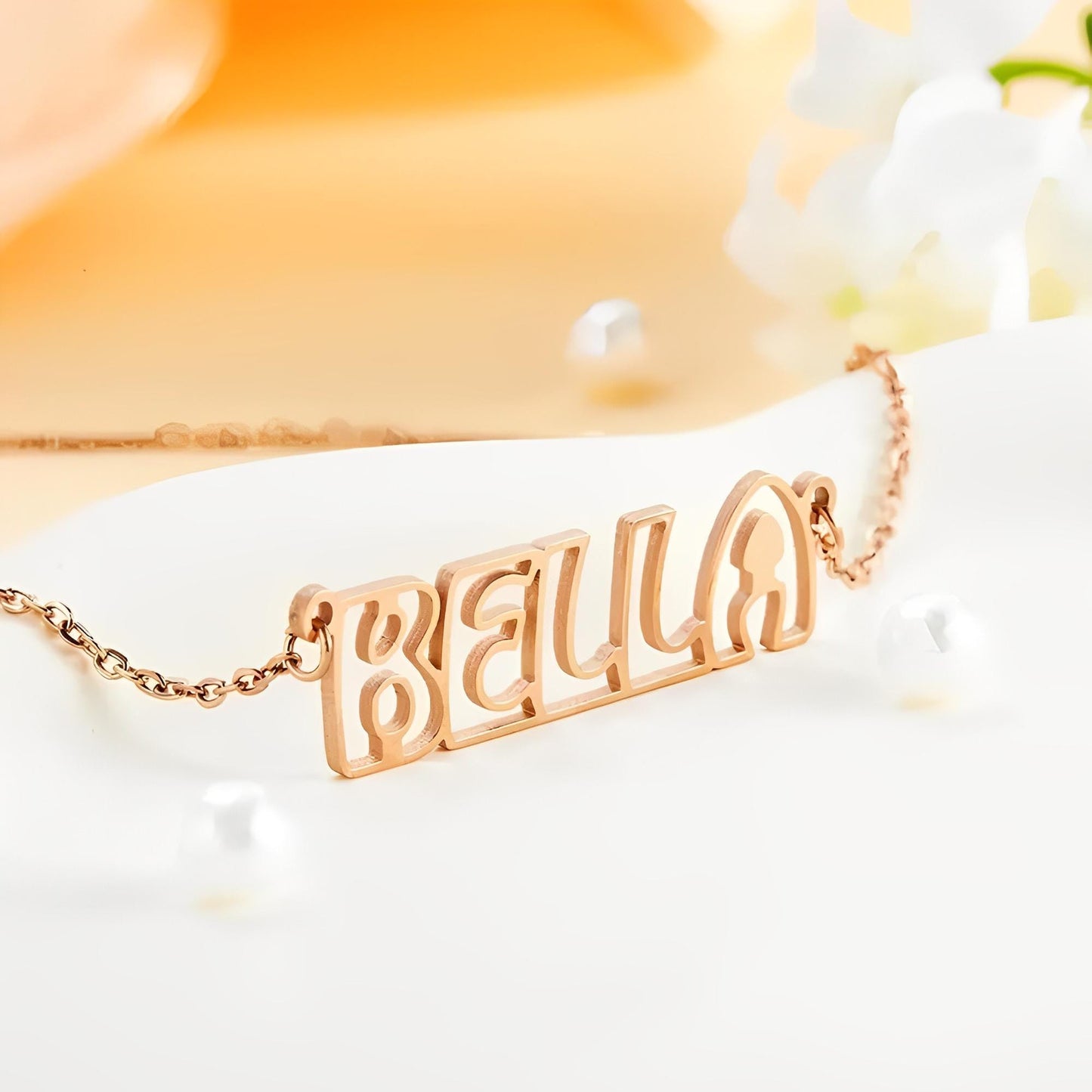 Personalized Hollow Font Name Necklace