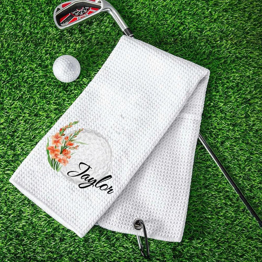 Personalized Birth Flower & Name Golf Towel