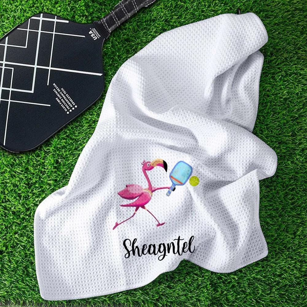Personalized Name Flamingo Pickleball Towel