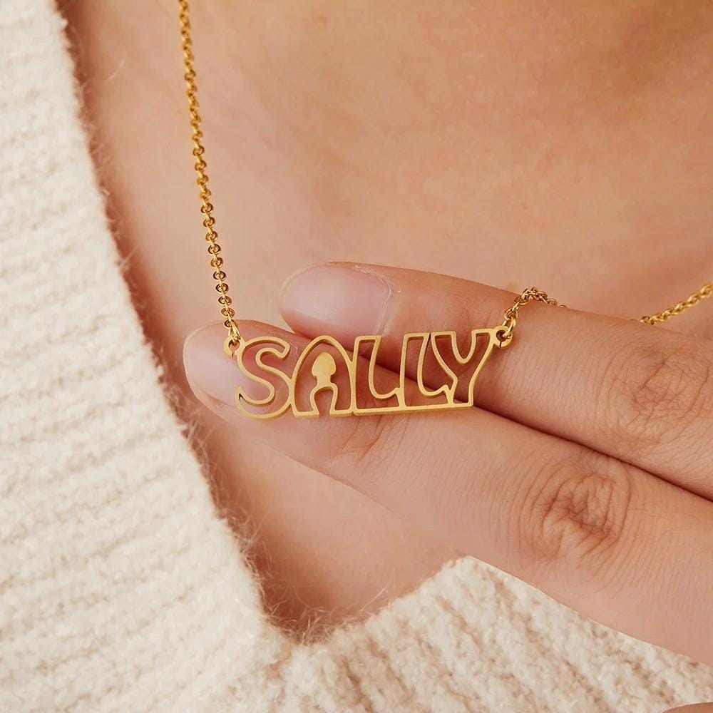 Personalized Hollow Font Name Necklace