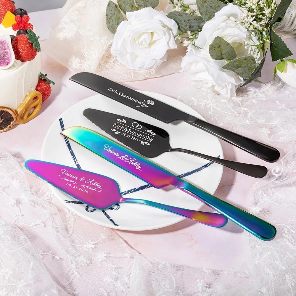 Personalized Wedding Cake Cutting Set (2PCS)