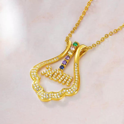 Custom Name and Birthstones Ring Holder Necklace
