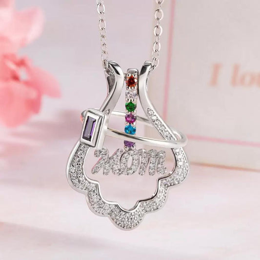 Custom Name and Birthstones Ring Holder Necklace