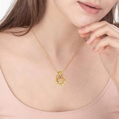 Custom Name and Birthstones Ring Holder Necklace