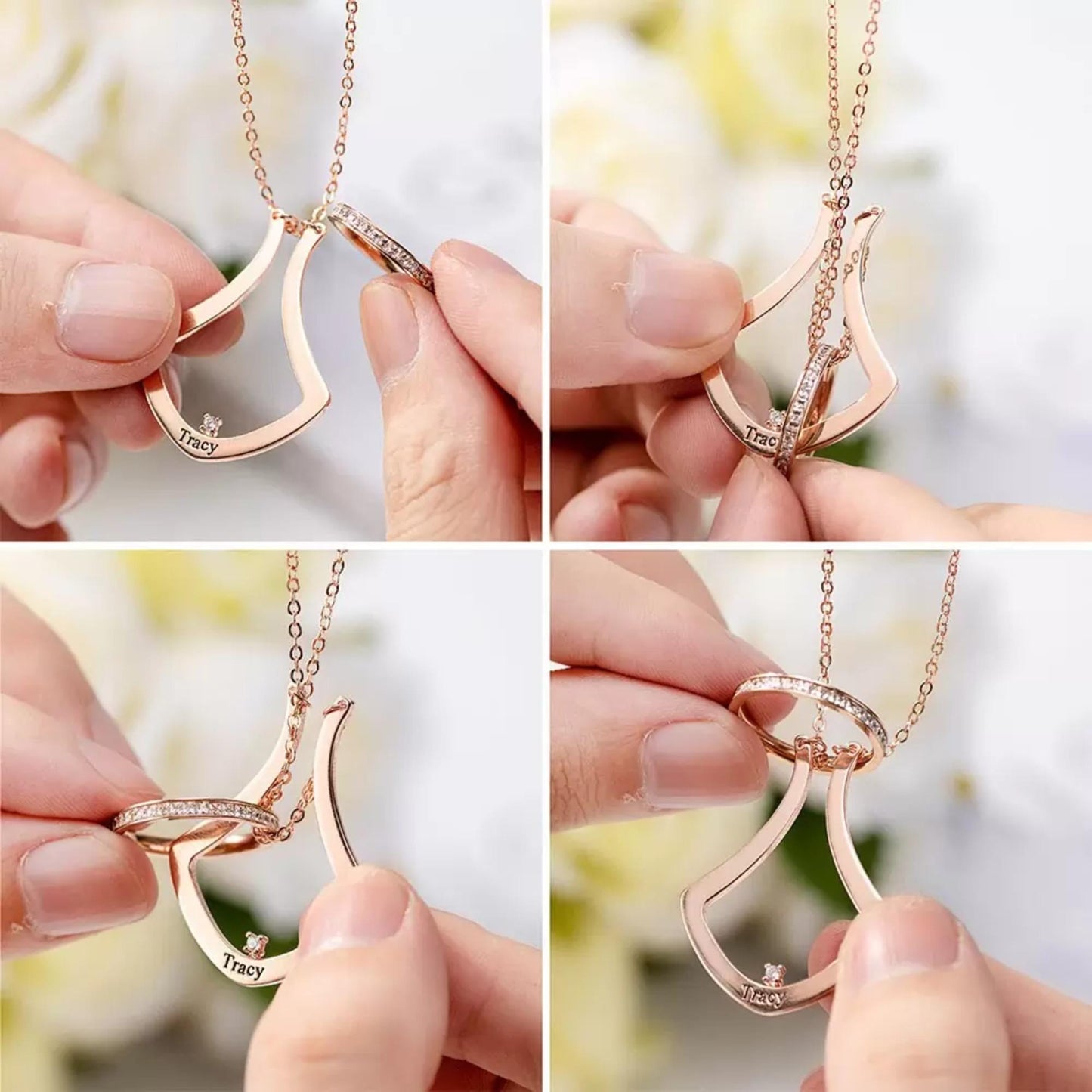 Custom Name Engraved Ring Holder Necklace