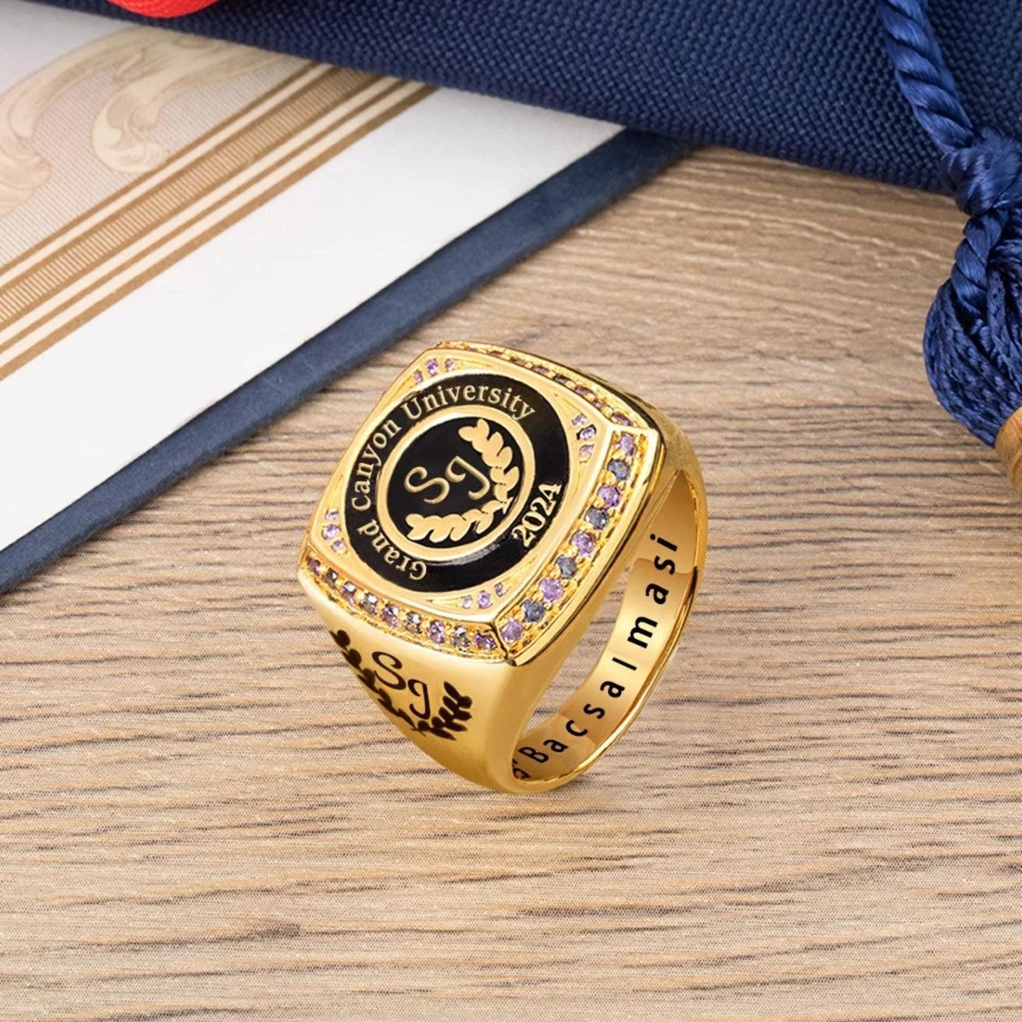Customized Engraved University Graduation Signet Ring