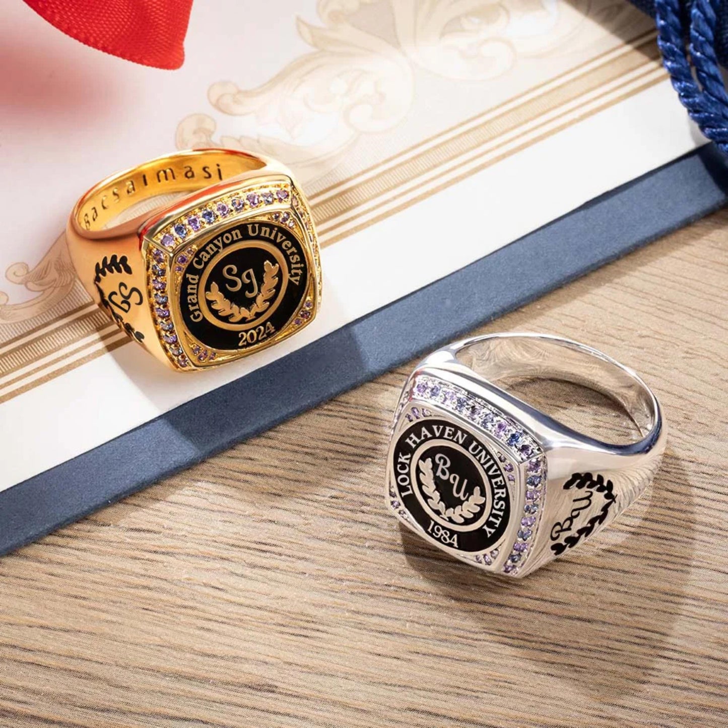 Customized Engraved University Graduation Signet Ring