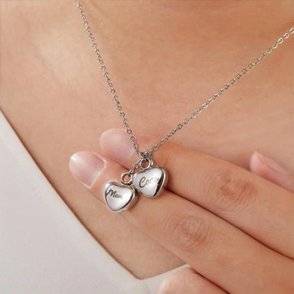 Personalized Name Double-Heart Urn Necklace for Ashes
