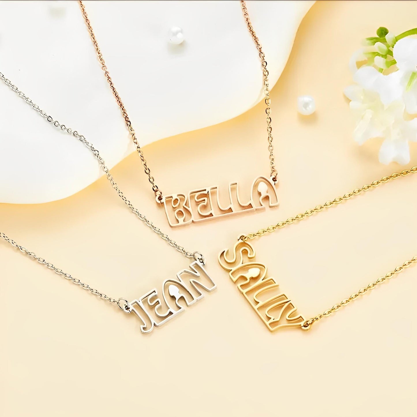 Personalized Hollow Font Name Necklace