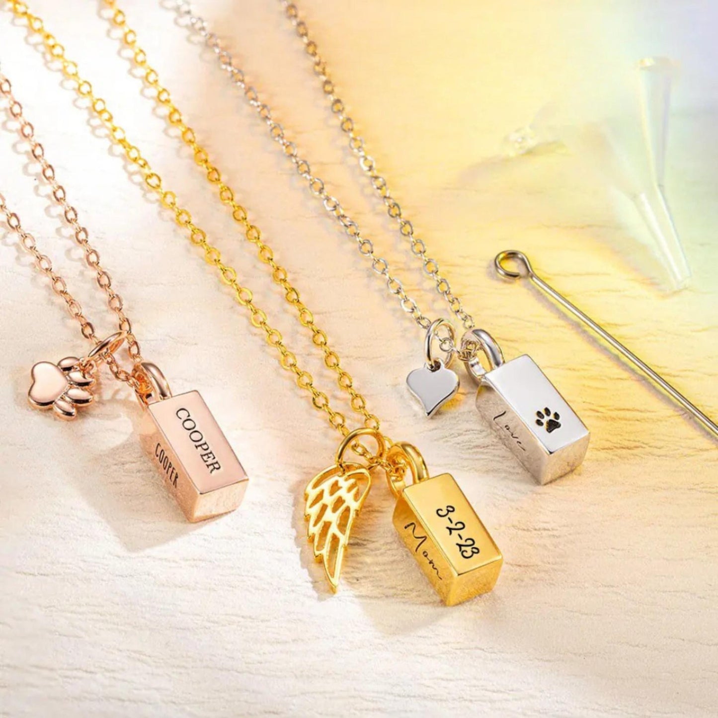 Personalized Tiny Urn Necklace for Pet Ashes