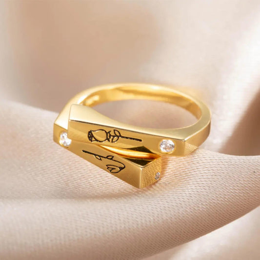 Personalized Matching Birthflowers & Birthstones Ring
