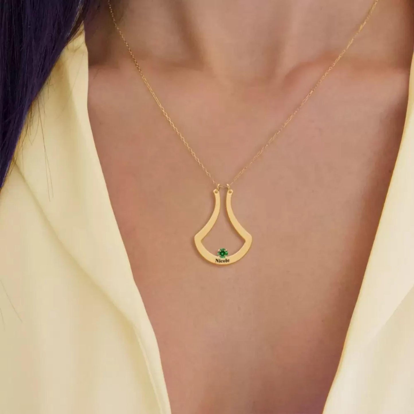 Custom Name Engraved Ring Holder Necklace