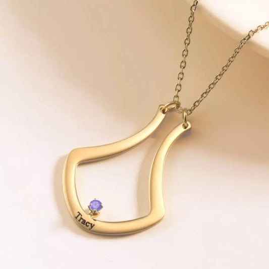 Custom Name Engraved Ring Holder Necklace