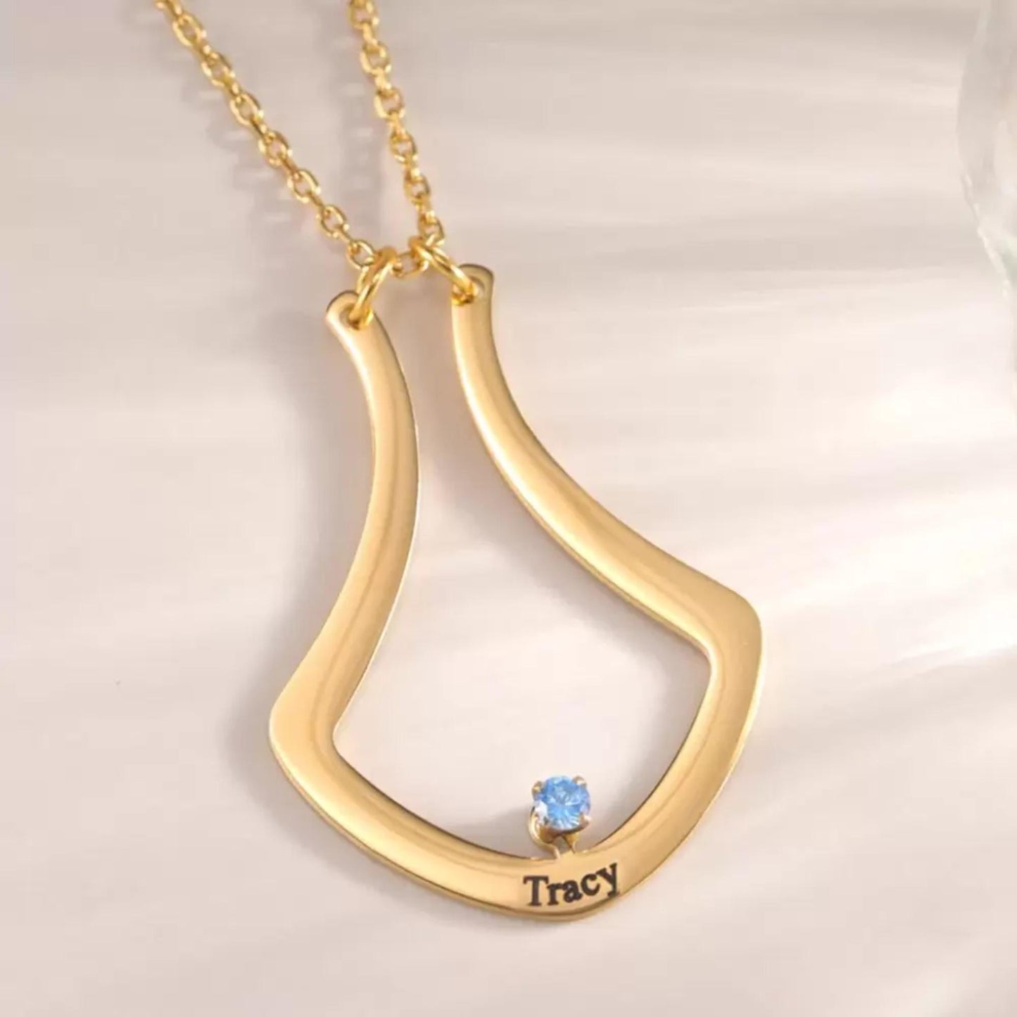Custom Name Engraved Ring Holder Necklace