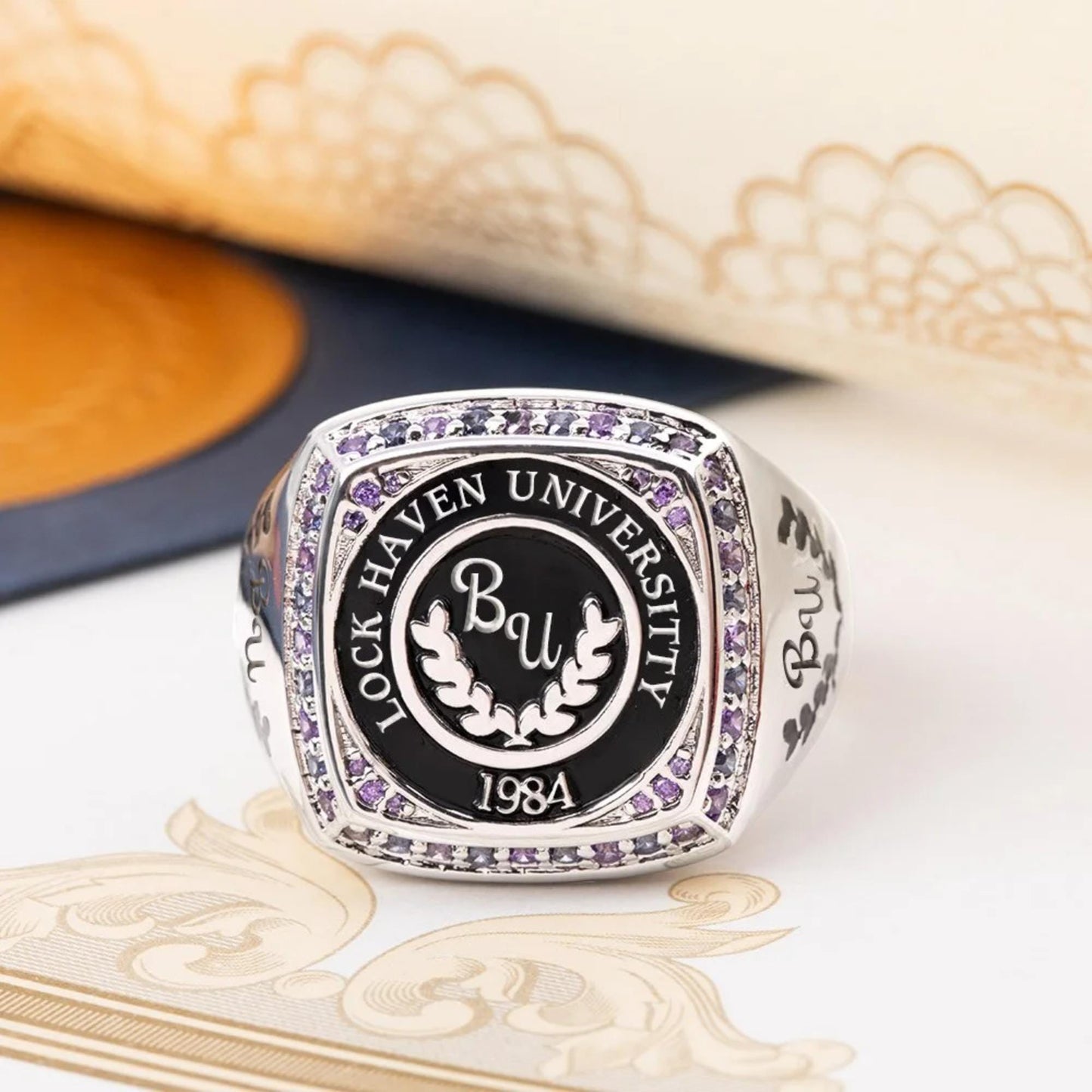 Customized Engraved University Graduation Signet Ring
