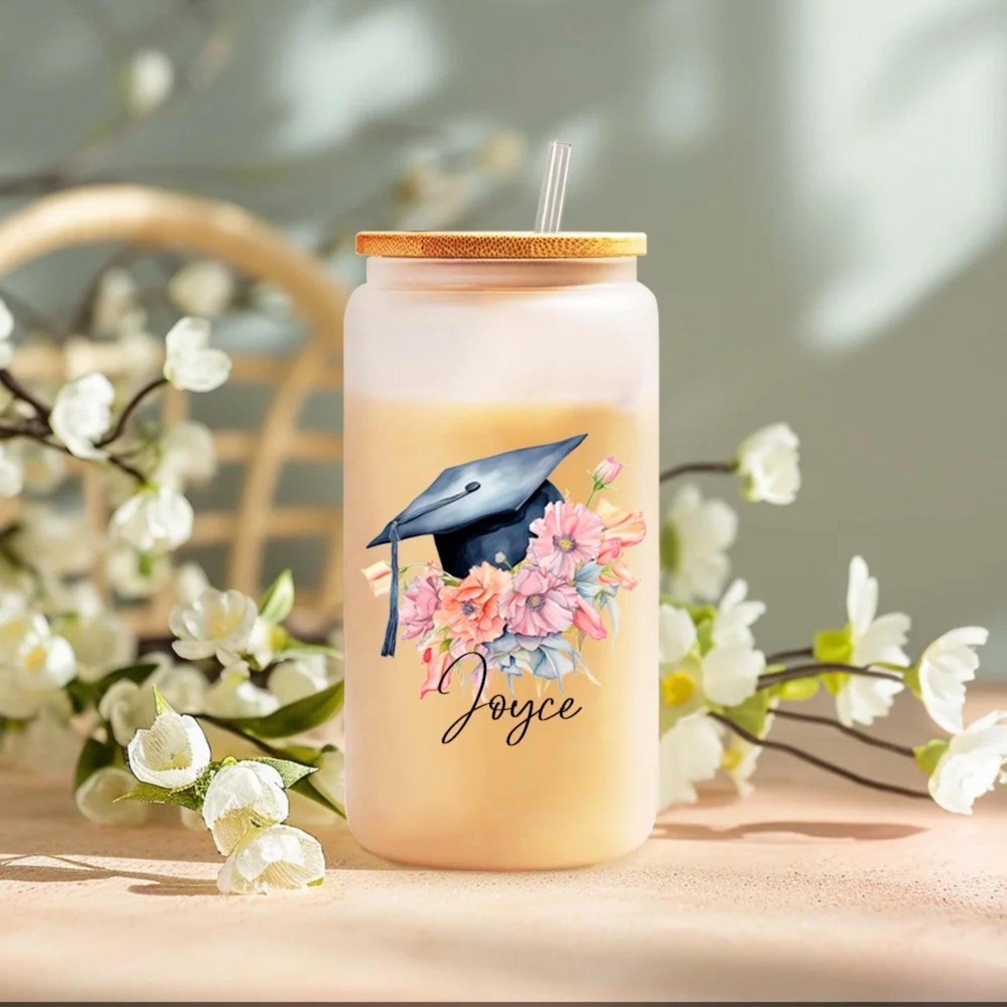 Personalized Graduation Hat Flower Bouquet Cup