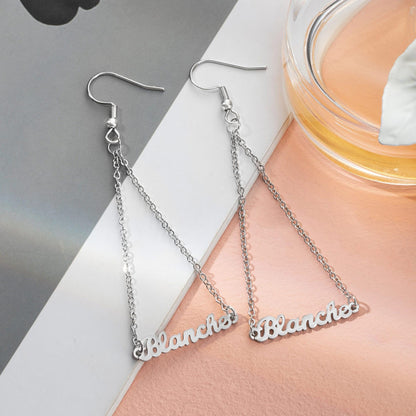 Personalized Triangle Name Dangly Earrings