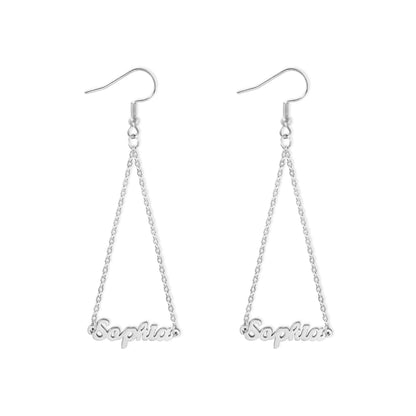 Personalized Triangle Name Dangly Earrings