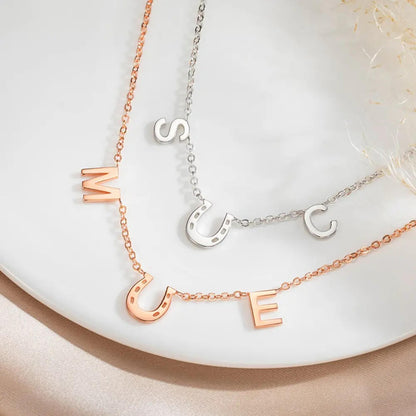 Personalized Horseshoe Necklace with Two Initials