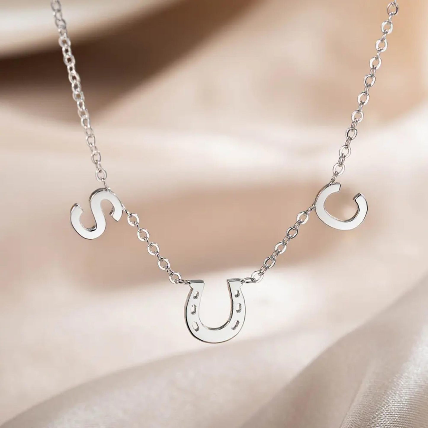 Personalized Horseshoe Necklace with Two Initials