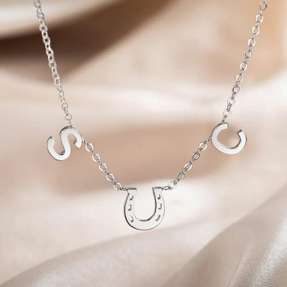 Personalized Horseshoe Necklace with Two Initials