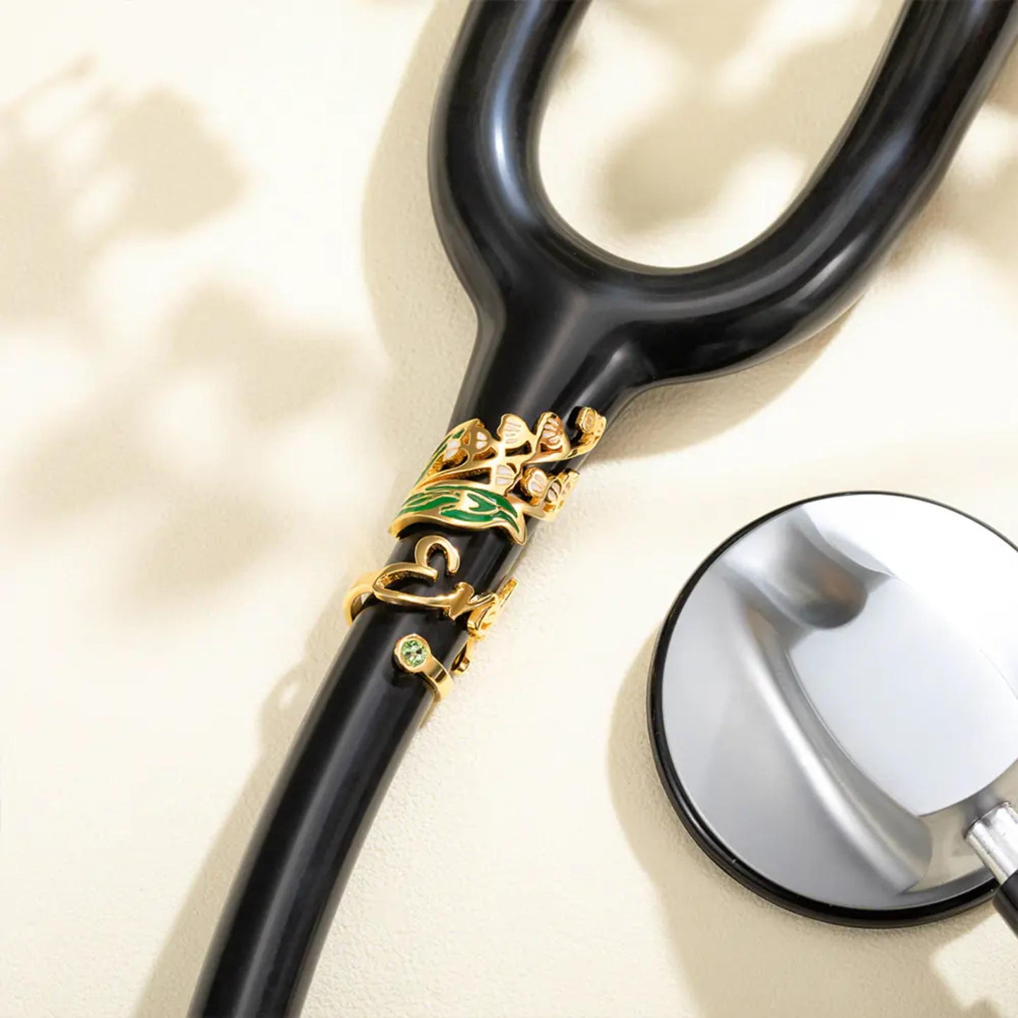 Personalized Stethoscope Name Tag with Birthflower & Birthstone