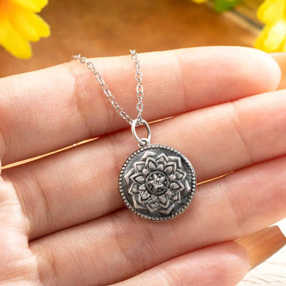 Custom Vintage Sunflower Photo Necklace