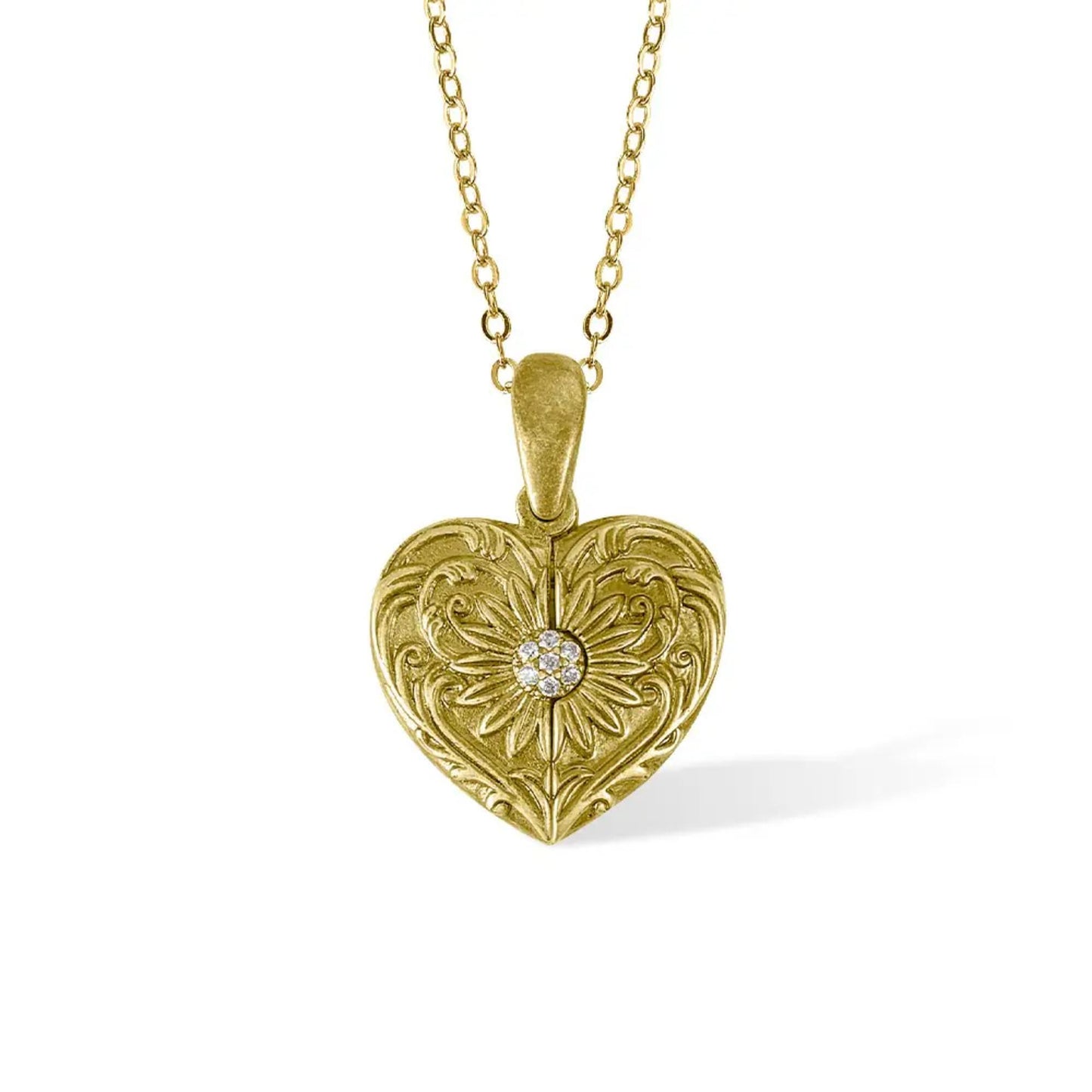 Custom Vintage Photo Locket Necklace with Heart Wings
