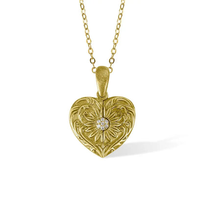 Custom Vintage Photo Locket Necklace with Heart Wings