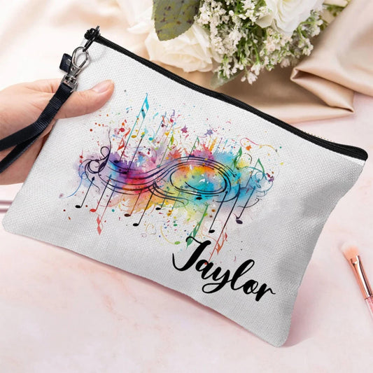 Personalized Colorful Music Note Makeup Bag