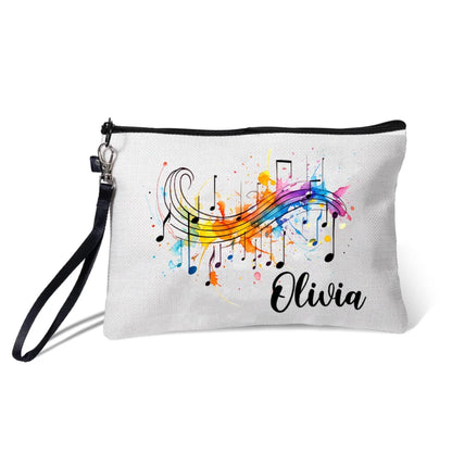 Personalized Colorful Music Note Makeup Bag