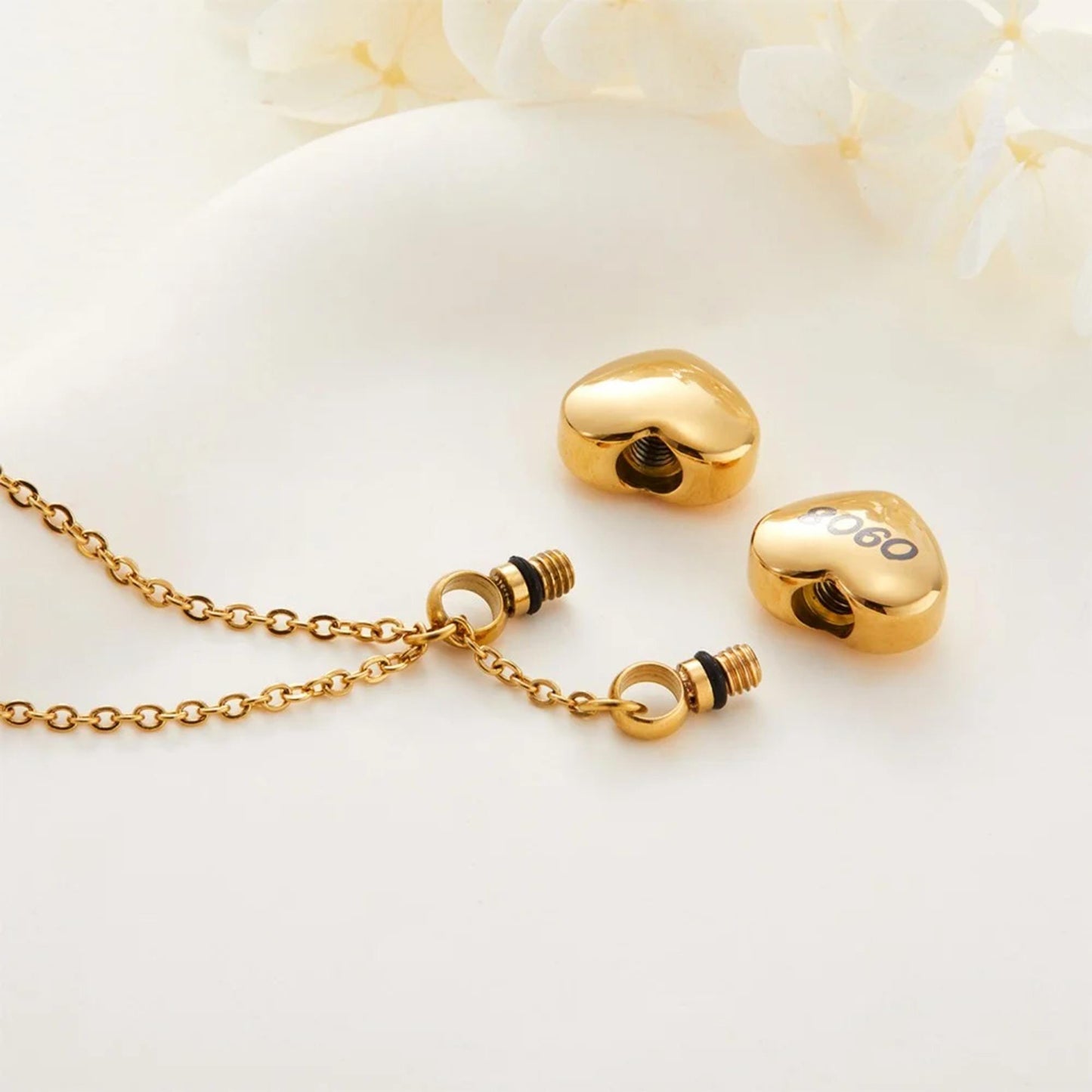 Personalized Name Double-Heart Urn Necklace for Ashes