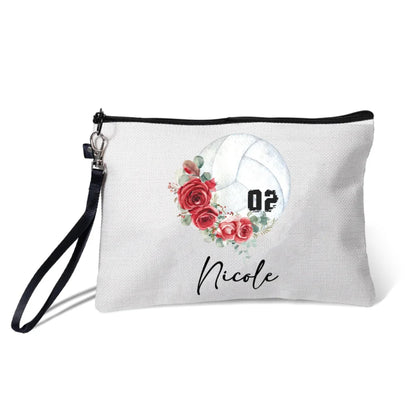 Custom Volleyball Linen Cosmetic Bag