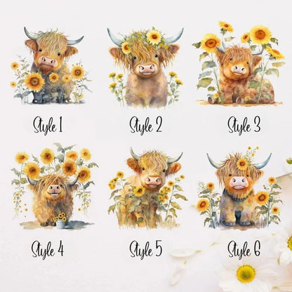 Sunflower Highland Cow Tumbler Carrier Bag
