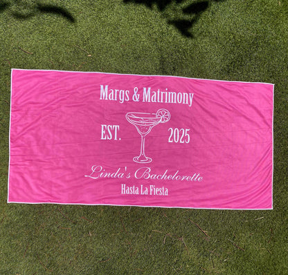 Margs + Matrimony Custom Name Microfiber Beach Towel