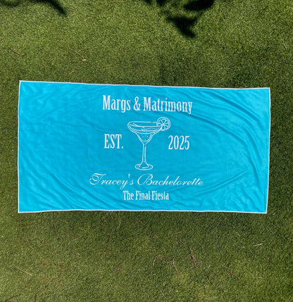 Margs + Matrimony Custom Name Microfiber Beach Towel