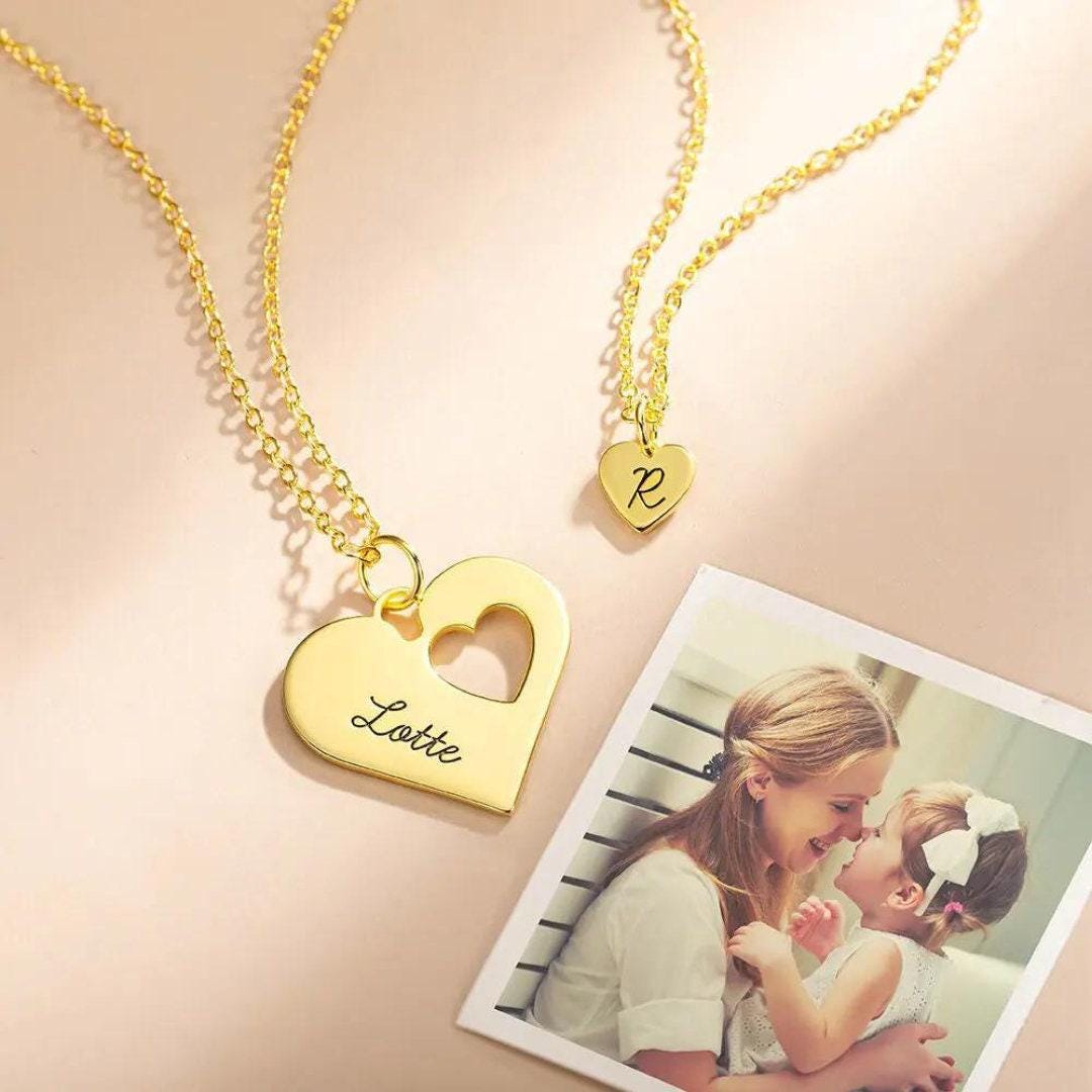 Mommy and Me Heart Necklace Set
