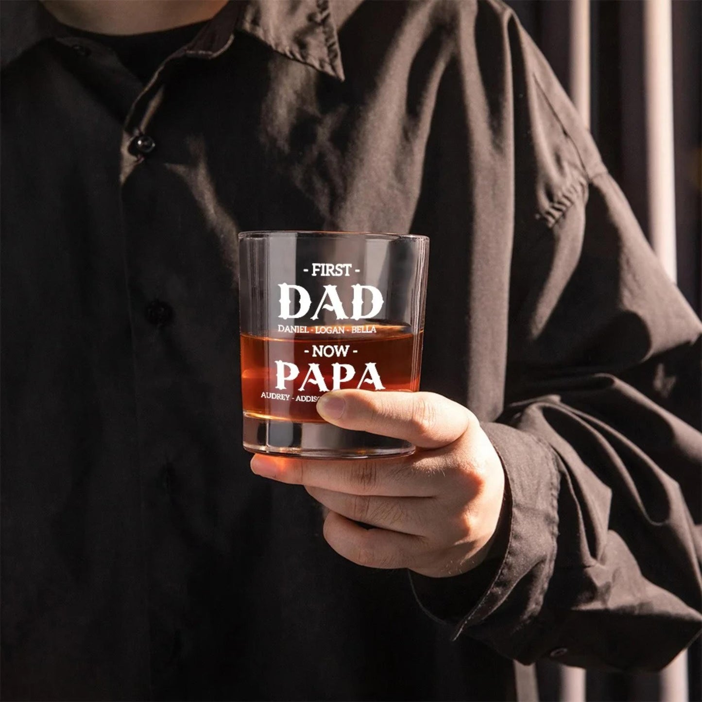 Personalized First Dad Now Grandpa Whiskey Glass