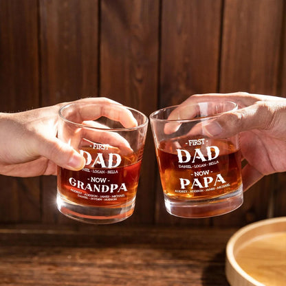 Personalized First Dad Now Grandpa Whiskey Glass