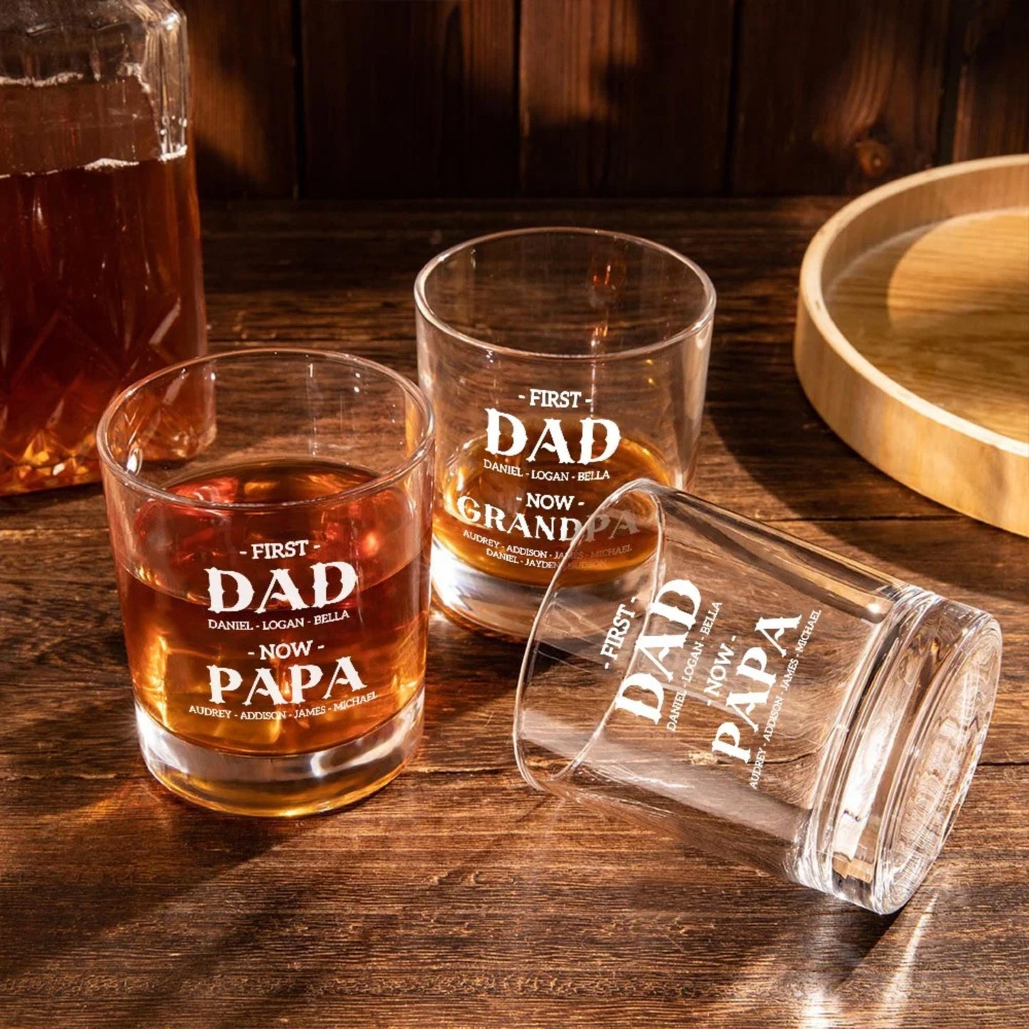 Personalized First Dad Now Grandpa Whiskey Glass