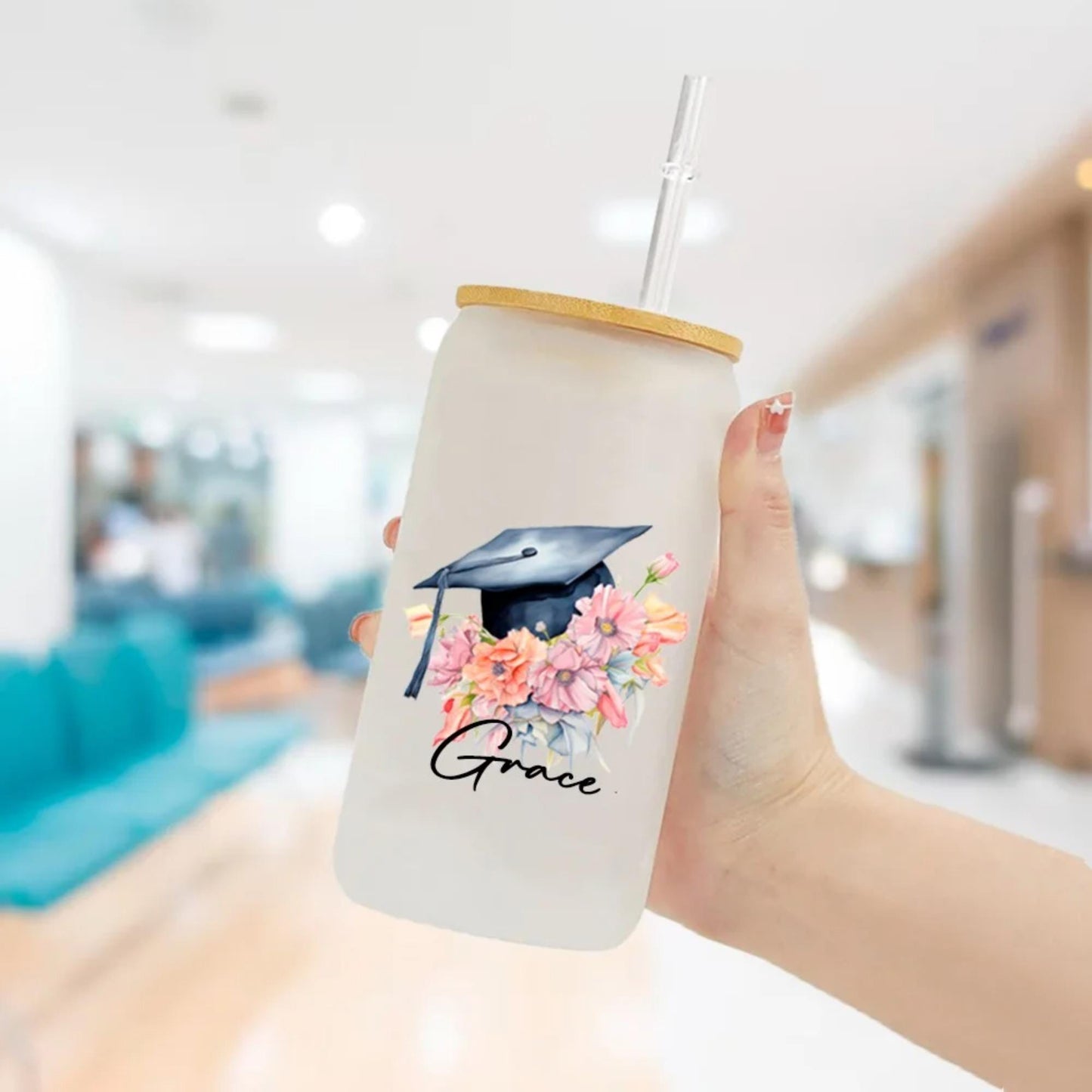 Personalized Graduation Hat Flower Bouquet Cup