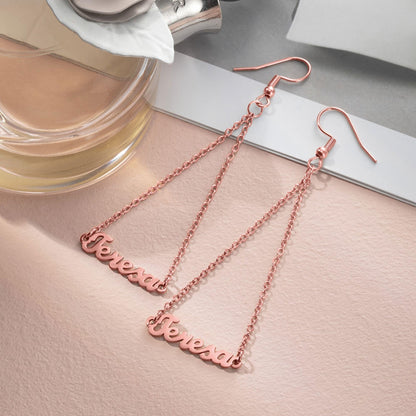 Personalized Triangle Name Dangly Earrings