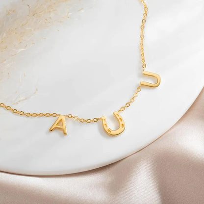 Personalized Horseshoe Necklace with Two Initials