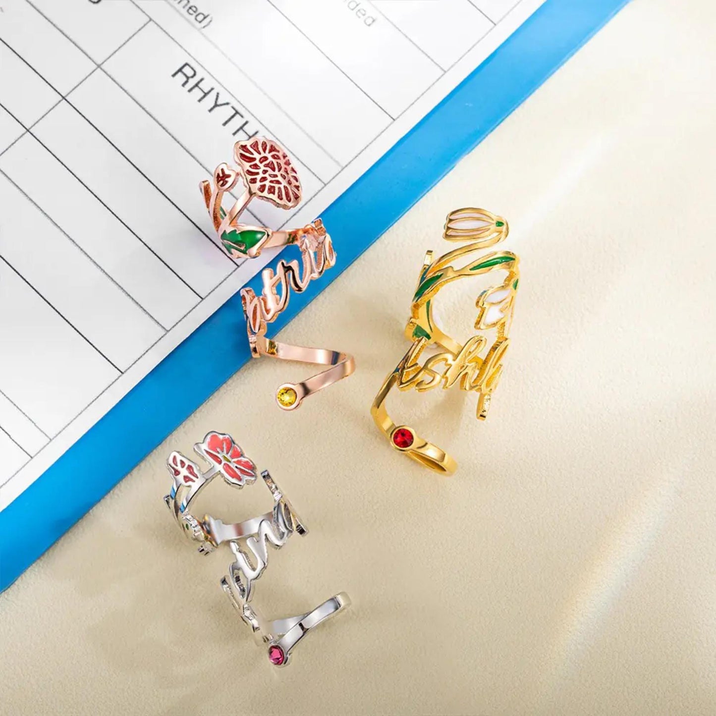 Personalized Stethoscope Name Tag with Birthflower & Birthstone