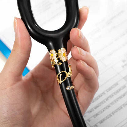 Personalized Stethoscope Name Tag with Birthflower & Birthstone