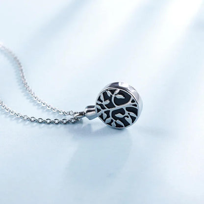 Personalized Tree of Life Cremation Urn Necklace in Stainless Steel