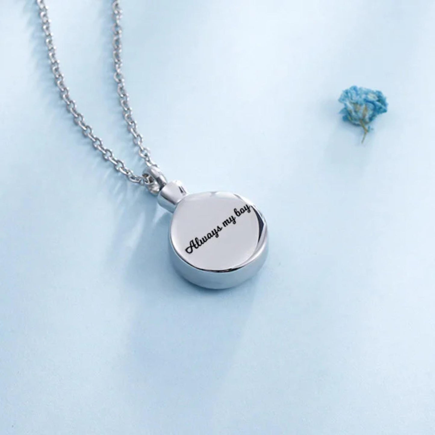 Personalized Tree of Life Cremation Urn Necklace in Stainless Steel